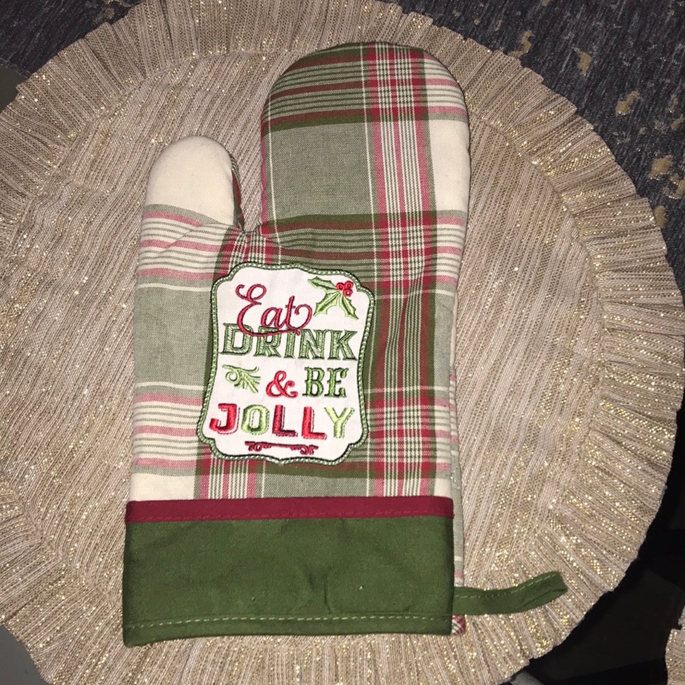 farmhouse red&green plaid Christmas oven mit🍪🎄